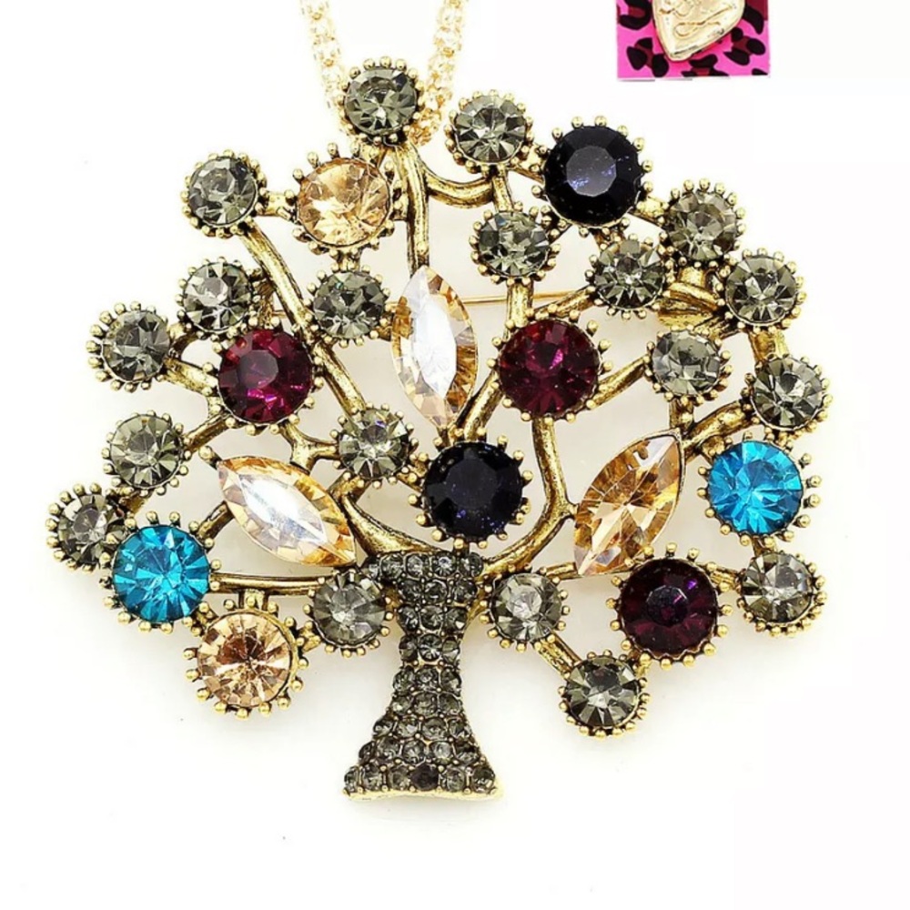 Betsey Johnson Tree Pendant Necklace - Brooch - Gold Plated NWT